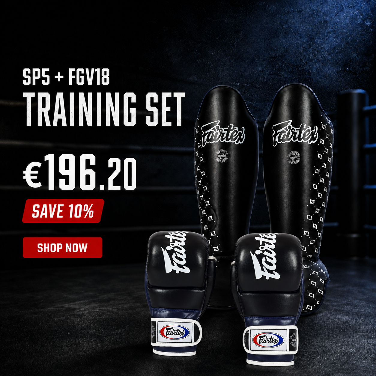 Fairtex Training Bundle Shin Guards SP5 + MMA Grappling Gloves FGV18
