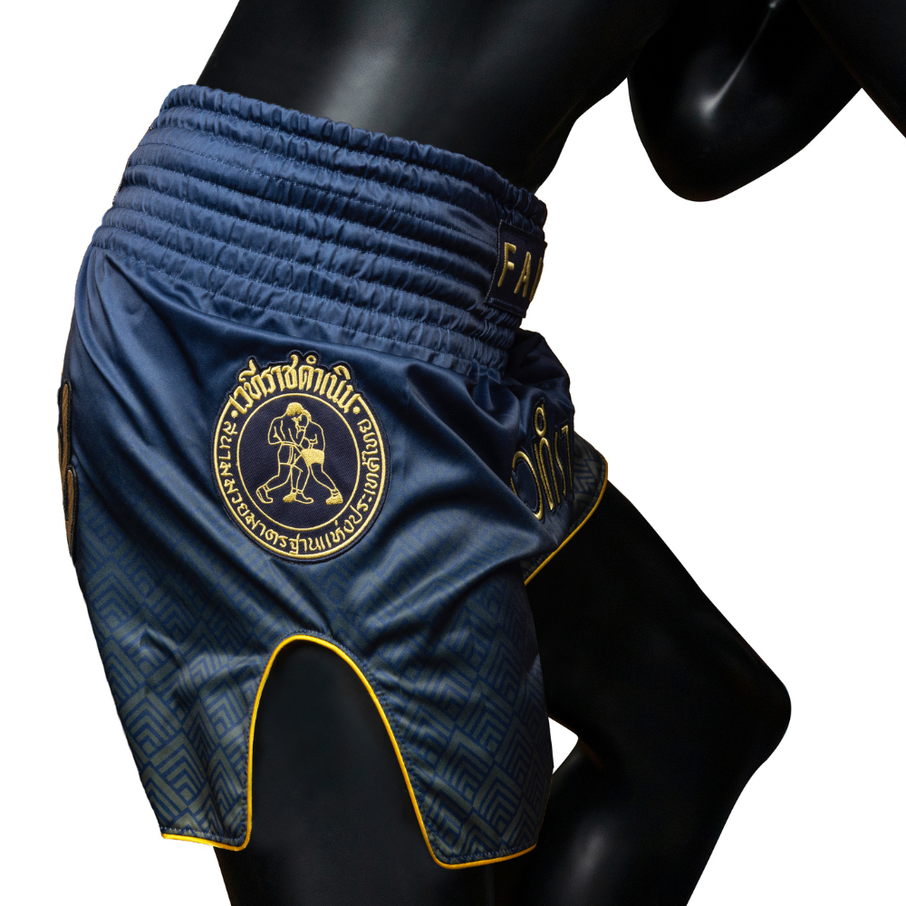Fairtex x Rajadamnern Muay Thai Shorts - Blue/Gold BS-RAJ03