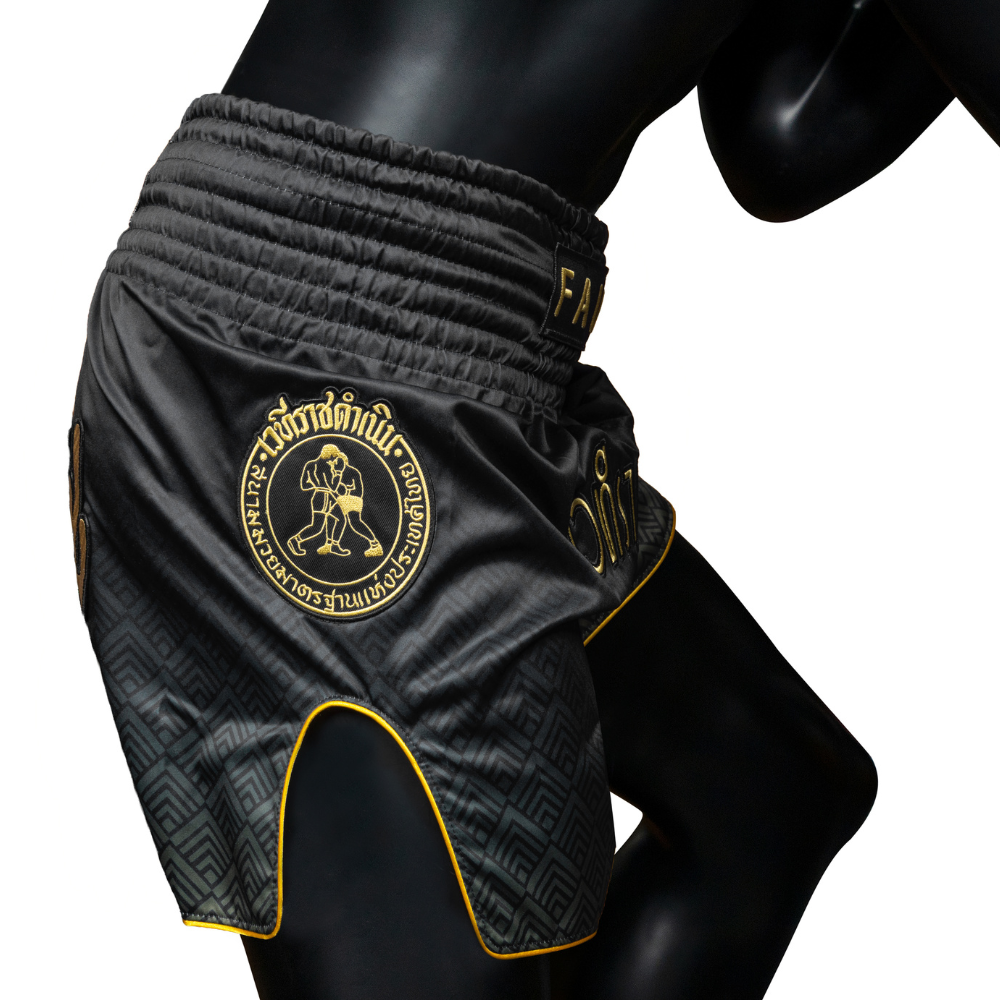Fairtex x Rajadamnern Muay Thai Shorts - Black/Gold BS-RAJ04