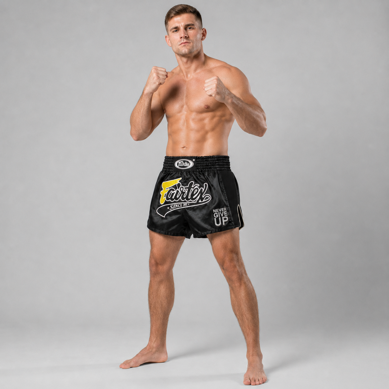 Fairtex Kickboxing Shorts Black Never Give Up BS1708
