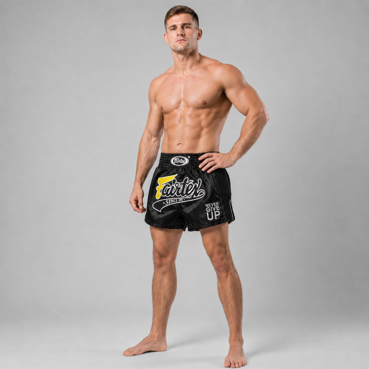 Fairtex Kickboxing Shorts Black Never Give Up BS1708
