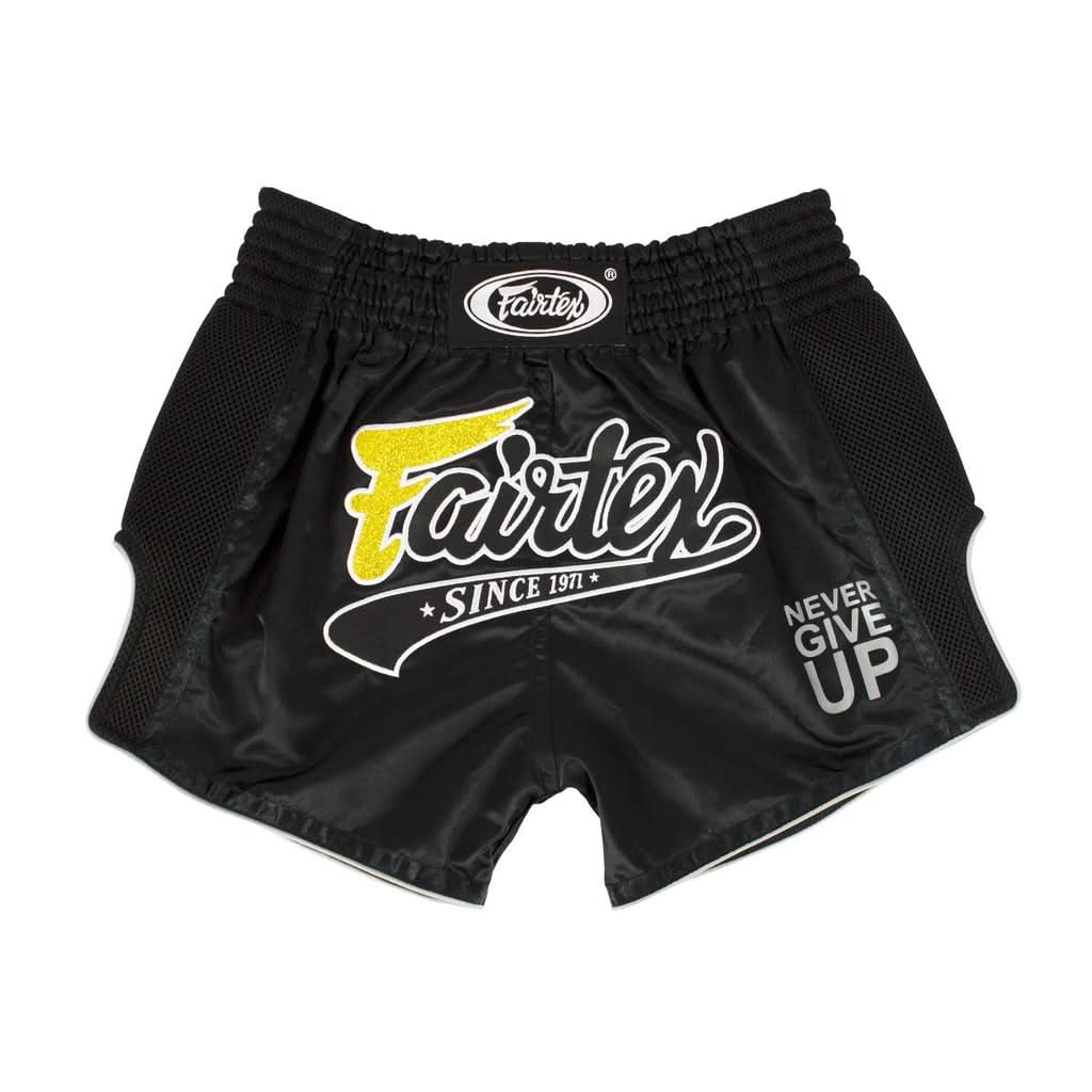Fairtex Kickboxing Shorts Black Never Give Up BS1708